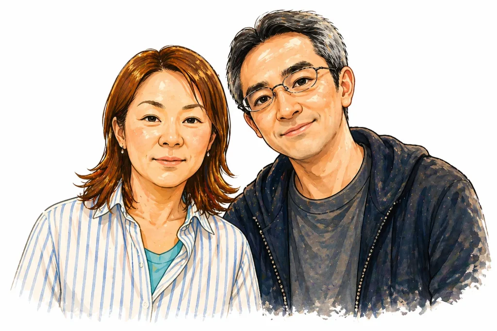 中国人妻と日本人夫を描いたブログ「となりは中国人。」の夫婦プロフィールイラスト