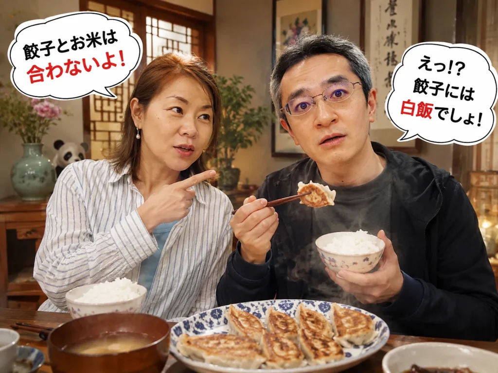 中国人妻に「餃子とご飯は合わない」と言われて驚く日本人夫。日中の餃子文化の違いを象徴する食卓風景
